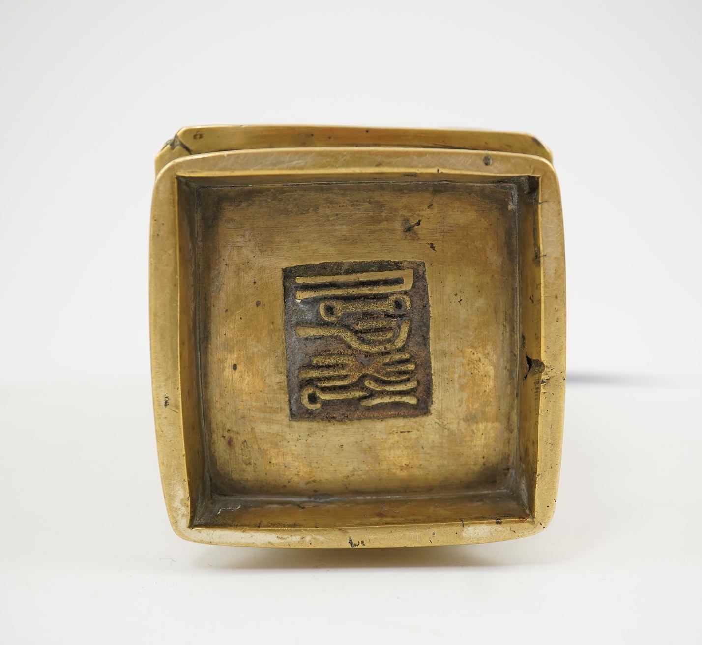 A Chinese polished bronze cong vase, early 20th century